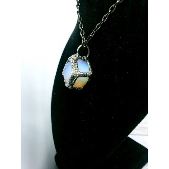 Opalite cube crystal necklace handmade ooak jewelry - Picture 8 of 12